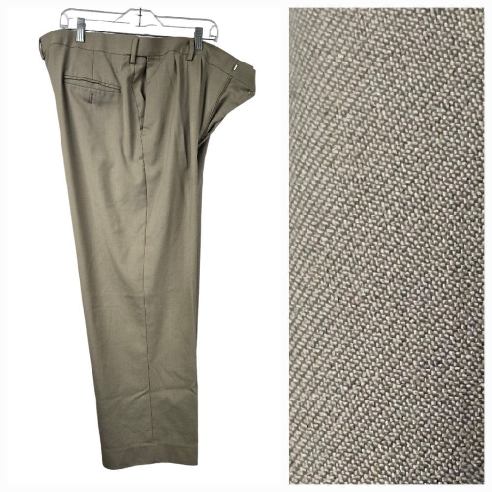 Haggar 40x29 Khaki Premium Comfort Dress Pant Classic Fit Pleated Front Slacks